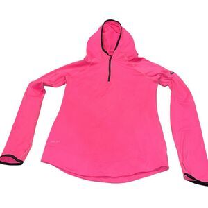Nike‎ Pro Bright Pink Fitted Quarter Zip Running Hoodie - Size XL